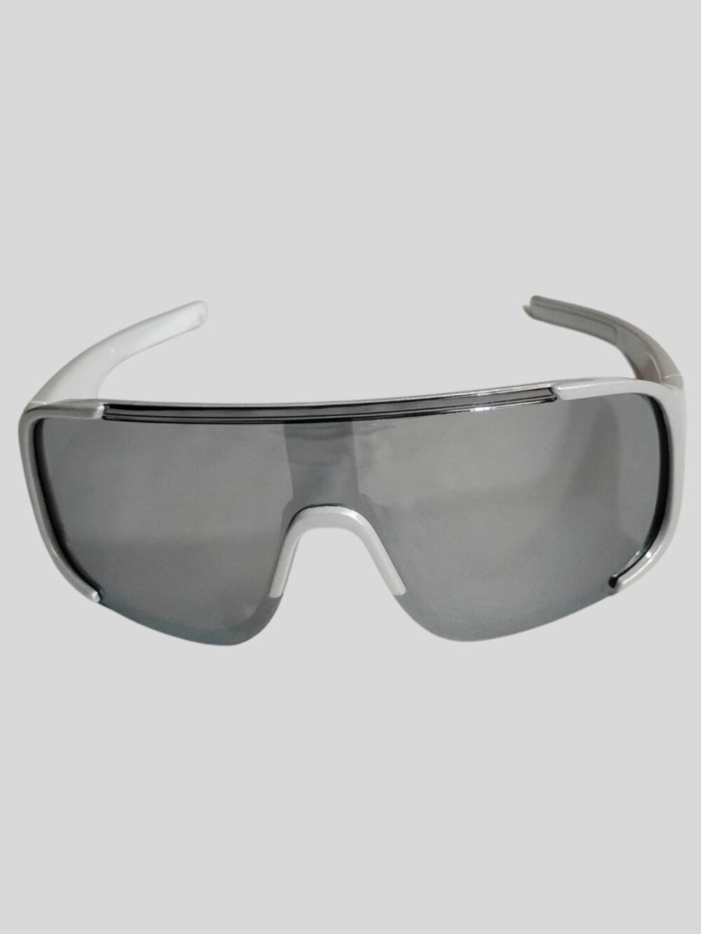 Premium Y2K Matte Silver Shield Sunglasses | Futuristic Wraparound Visor